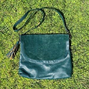 Forest Green Faux Suede and Faux Leather purse